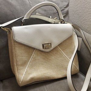 Kate Spade Canvas and White Leather Purse with Gold Tone Hardware